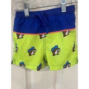 Boy's BUC-EES Size 3T Green Blue Bucky Beaver Swim Trunks NWOT